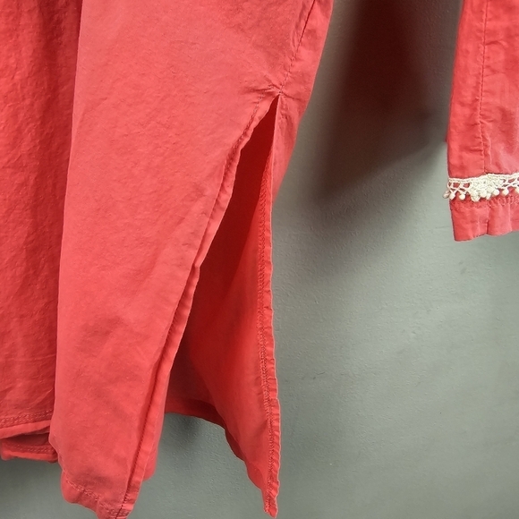 CHARLIE PAIGE Cotton Lightweight Lagenlook Blouse Tunic Pink White Womens Size M - Picture 5 of 12